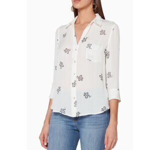 L'AGENCE Snake Print Silk Ryan Blouse